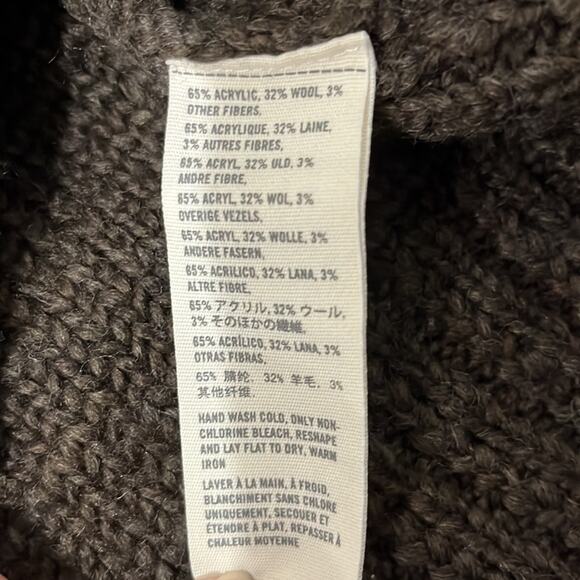 Abercrombie & Fitch Women’s Shawl Collar Sweater Size S Brown Chunky Knit Wool - Picture 5 of 7